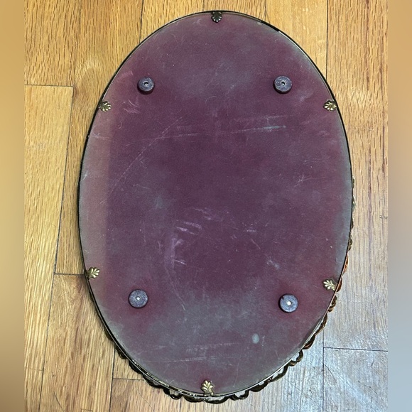 Vintage Hollywood Regency Mirrored Tray with Filigree 13.5"x9.4" - Picture 2 of 3